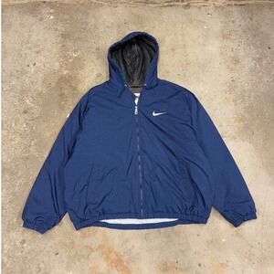 Nike Men's Reversible Hooded‎ Windbreaker Jacket Blue XXL Mesh Lined